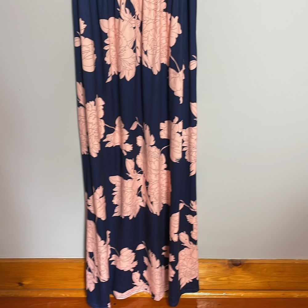 Bluetime Blue and Peach Floral Tank Maxi Dress Size Small NWT - Picture 6 of 9